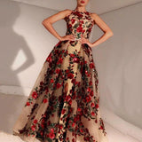 Prom Dresses for Women Sequin Flower Printed Dress