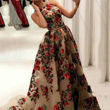 Prom Dresses for Women Sequin Flower Printed Dress