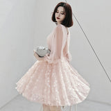 Appliques Fashion V-Neck Full Sleeves A-Line Prom Gowns