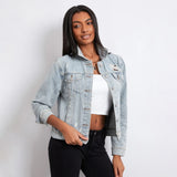 Stylish Holes Ripped Jacket Jacket