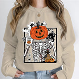 Pumpkin Skeleton Coffee Sweatshirt Top