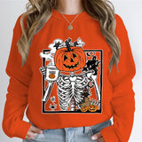 Pumpkin Skeleton Coffee Sweatshirt Top