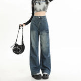 Punk Streetwear Pockets High Waist Wide Leg Jeans