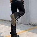 Punk Rivets Zipper Black Cargo Pants Y2K Techwear Leggings Pants