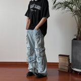 Solid Jeans Men's Design Sense Hip-hop Hole Washed Mid-waist Loose Drag Wide Pants