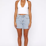 Keep It Brief Denim Shorts Light Blue