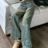 Vintage 90s Waist Distressed Baggy Wide Leg Jeans