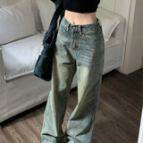 Vintage 90s Waist Distressed Baggy Wide Leg Jeans