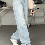 Vintage 90s High Waist Blue Straight Jeans