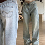 Vintage 90s High Waist Blue Straight Jeans