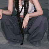 Women Vintage Hip Hop Parachute Harajuku Streetwear Oversized Wide Pants