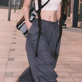 Women Vintage Hip Hop Parachute Harajuku Streetwear Oversized Wide Pants