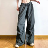 Women Vintage Hip Hop Parachute Harajuku Streetwear Oversized Wide Pants