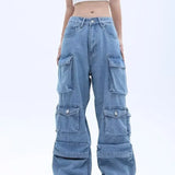 Vintage Multi-pocket Cargo Wide Leg Jeans