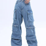 Vintage Multi-pocket Cargo Wide Leg Jeans