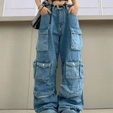 Vintage Multi-pocket Cargo Wide Leg Jeans