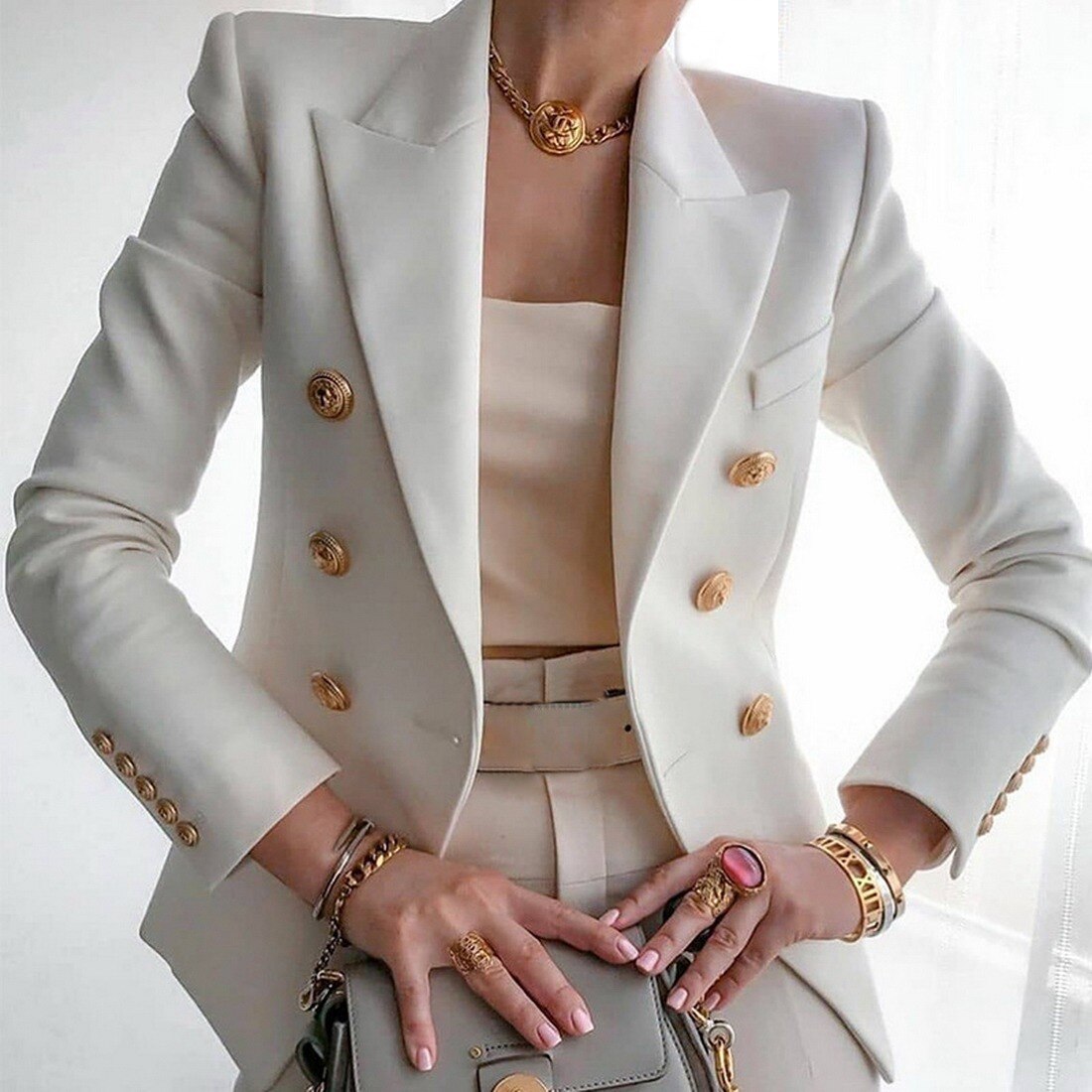 Vintage Button Casual Short Blazer