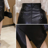 New PU Leather Office Lady High-Waist Slim Midi Skirt Bottom
