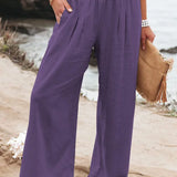 Autumn Winter New Quick Sell Cotton Hemp High Waist Pull Elastic Waist Women's Casual Pants