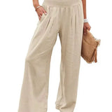 Autumn Winter New Quick Sell Cotton Hemp High Waist Pull Elastic Waist Women's Casual Pants