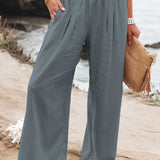 Autumn Winter New Quick Sell Cotton Hemp High Waist Pull Elastic Waist Women's Casual Pants
