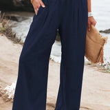 Autumn Winter New Quick Sell Cotton Hemp High Waist Pull Elastic Waist Women's Casual Pants