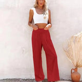 Autumn Winter New Quick Sell Cotton Hemp High Waist Pull Elastic Waist Women's Casual Pants