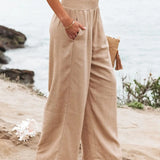 Autumn Winter New Quick Sell Cotton Hemp High Waist Pull Elastic Waist Women's Casual Pants