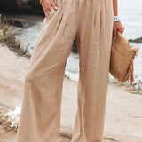 Autumn Winter New Quick Sell Cotton Hemp High Waist Pull Elastic Waist Women's Casual Pants