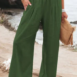 Autumn Winter New Quick Sell Cotton Hemp High Waist Pull Elastic Waist Women's Casual Pants