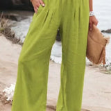 Autumn Winter New Quick Sell Cotton Hemp High Waist Pull Elastic Waist Women's Casual Pants