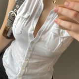 Button Pockets Collar Pockets Shirt