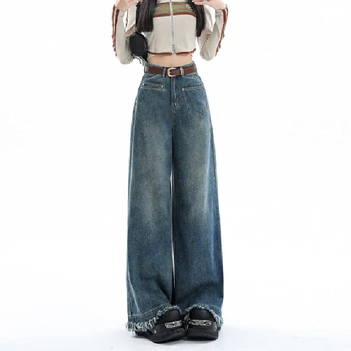 Women 2025 New Design Waist Loose Draped Drag Floor Skirts Jeans