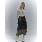 Street Style Casual Irregular High Waist Retro Denim Pants