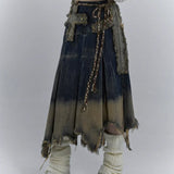 Street Style Casual Irregular High Waist Retro Denim Pants