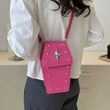 Retro Gothic Dark Personalized Casual Star Rivet PU Leather Women Halloween Handbag