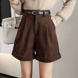 Retro High Waist Corduroy Casual Boyfriend Style Women Shorts 2025 Shorts