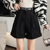 Retro High Waist Corduroy Casual Boyfriend Style Women Shorts 2025 Shorts