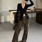 Retro Leopard Print Casual Harajuku High Waist Loose Fashion Trouser