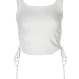 Ruched Sleeveless Tank Casual Fashion High Street Tie Up Croptop Crop Tops