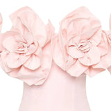 Women's Slash Neck 3D Flower Mini Dress