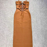 Strappy Hook Cut Out Bodycon Midi Dress