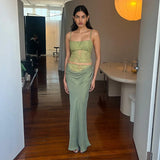 Women's Printed Spaghetti Strap Maxi Skirt Set