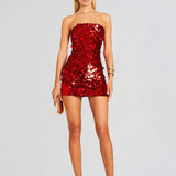Sequins Strapless Bodycon Mini Dress