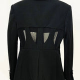 Perspective Gauze Patchwork Blazer Pencil Pant Suit