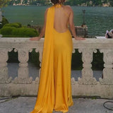 Yellow Satin Maxi Dress