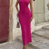 Women's Sleeveless Turtleneck Maxi Dress
