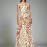 Floral Embroidered Mesh Maxi Dress