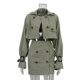 Short Jacket Button Splice Mini Skirt Suit