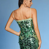 Spaghetti Strap Diamonds Patchwork Mini Dress